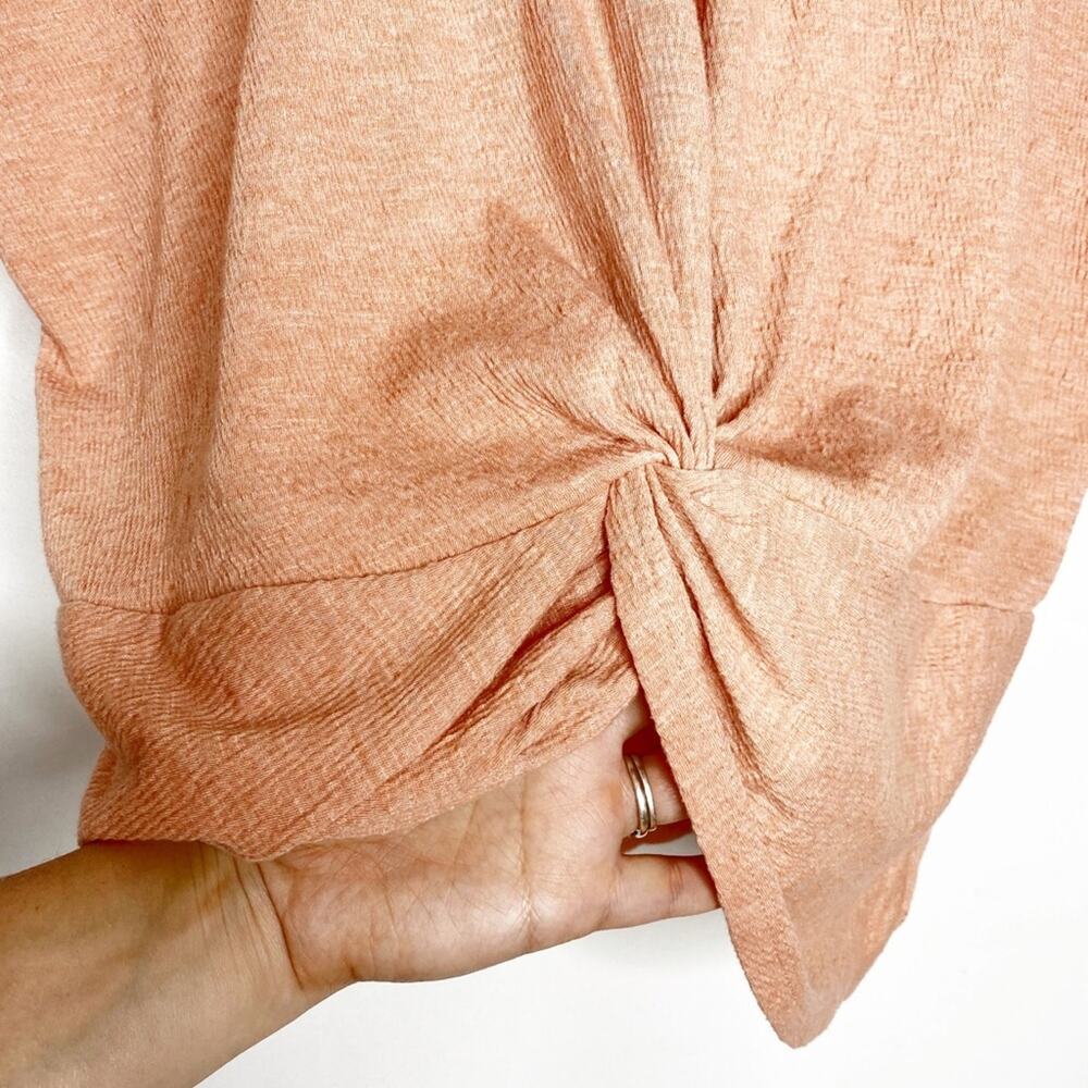 MARLED Peach Salmon Twist Front Dolman Summer Textured Cotton Blend Tee - Picture 8 of 9